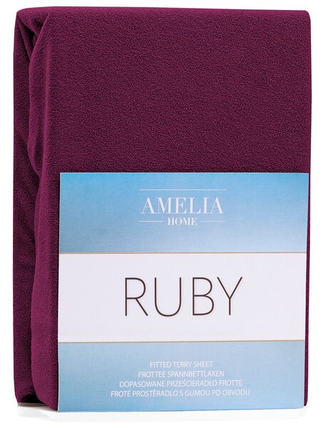 FLHF Froté prostěradlo Ruby, tmavá vínová Rozměr: 180-200x200+30 cm