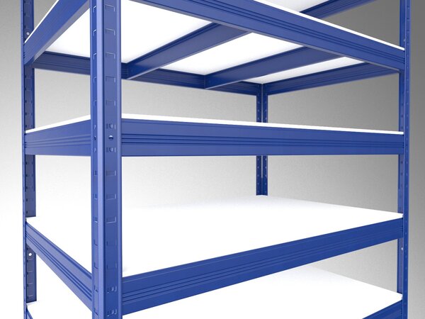 Regál do dílny Biedrax 35 x 75 x 210 cm, modrý, 8 polic bílé lamino 12mm, nosnost 300 kg na polici