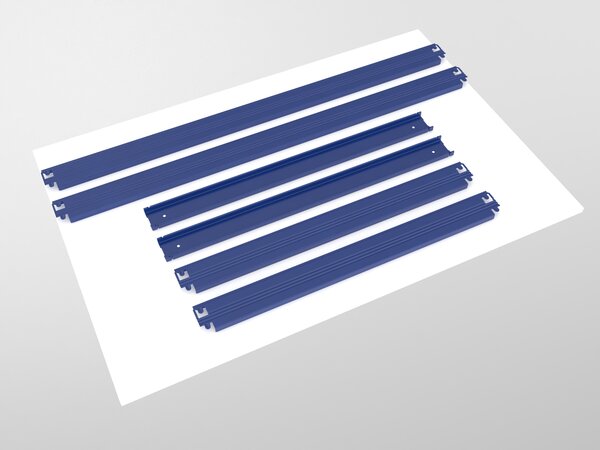 Regál do dílny Biedrax 35 x 75 x 210 cm, modrý, 8 polic bílé lamino 12mm, nosnost 300 kg na polici