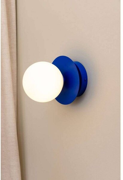 Globen Lighting Nástěnné světlo ART DECO, modrá/bílá, Ø 16 cm, IP44, stmívatelný, Modrá, Obývací pokoj / jídelna, kov, Design, Koule