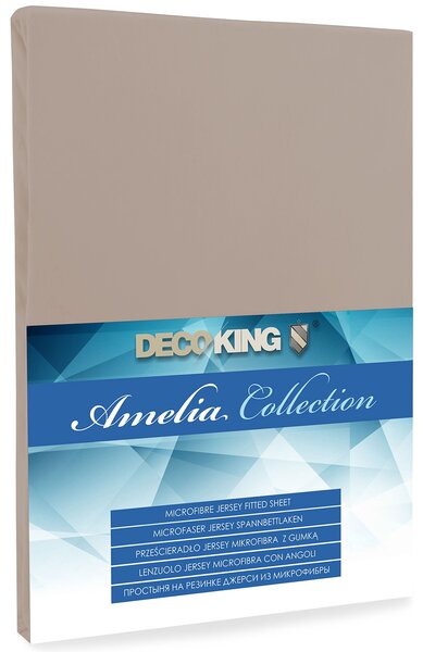 DecoKing Jersey prostěradlo z mikrovlákna Amelia, cappuccino Rozměr: 120-140x200+30 cm