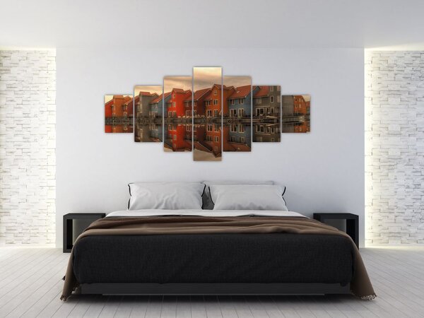 Obraz barevných domečků (210x100 cm)