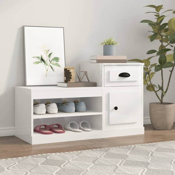 Botník bílý s vysokým leskem 100 x 42 x 60 cm kompozitní dřevo