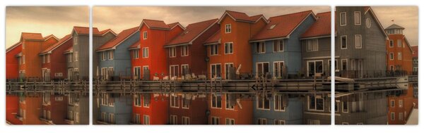 Obraz barevných domečků (170x50 cm)