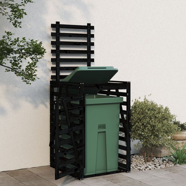 Úložný box na popelnici černý 84x90x128,5 cm masivní borovice