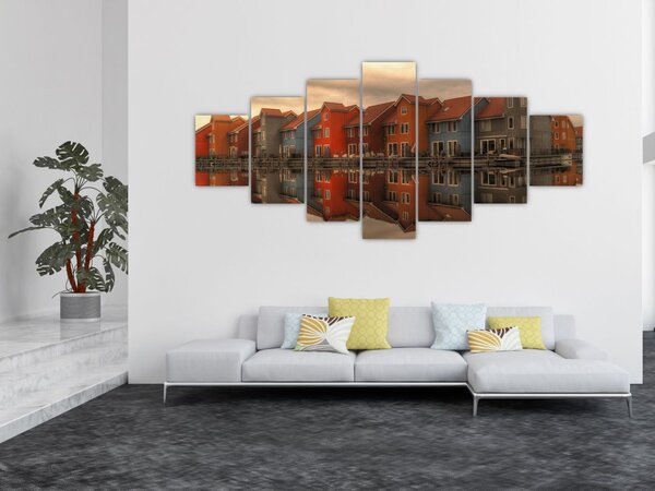 Obraz barevných domečků (210x100 cm)
