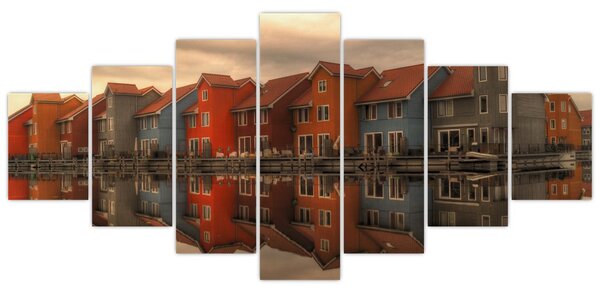 Obraz barevných domečků (210x100 cm)