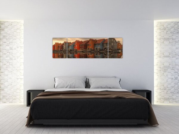 Obraz barevných domečků (170x50 cm)