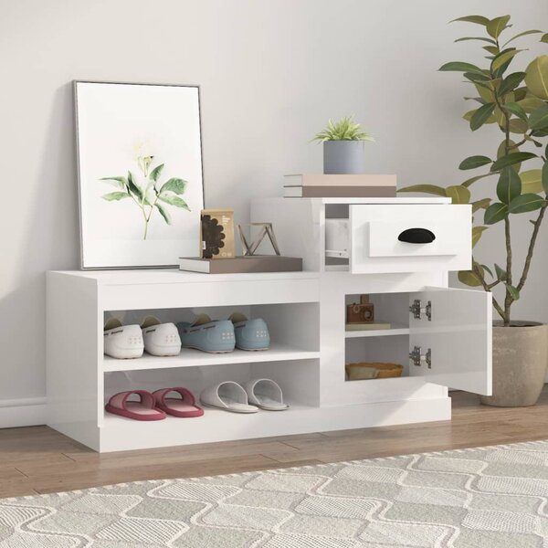 Botník bílý s vysokým leskem 100 x 42 x 60 cm kompozitní dřevo