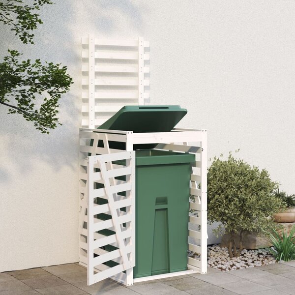 Úložný box na popelnici bílý 84x90x128,5 cm masivní borovice