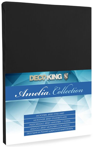 DecoKing Bavlněné jersey prostěradlo Amelia, černá Rozměr: 100-120x200+30 cm