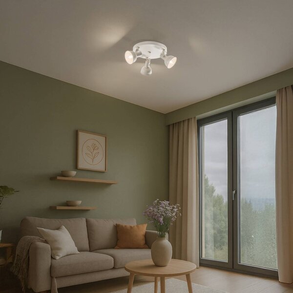 Argon Stropní světlo Trogir, béžové, 3 žárovky, ocel, Ø 30 cm, stmívatelný, Krémová / jantar, Obývací pokoj / jídelna, kov, Industriální design