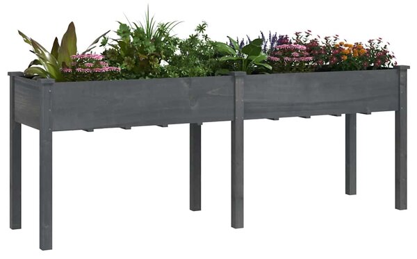 Truhlík s vložkou šedý 203 x 53 x 76 cm masivní jedlové dřevo