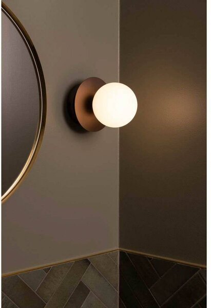 Globen Lighting Nástěnné světlo ART DECO, bronzová/bílá Ø 16 cm IP44, stmívatelný, Bronz / starožitná mosaz, Obývací pokoj / jídelna, kov, Design, Koule