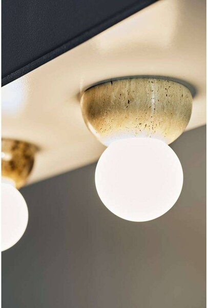 Globen Lighting Nástěnné světlo Torrano, béžové, Ø 13 cm, IP44, stmívatelný, Krémová / jantar, Obývací pokoj / jídelna, Kámen, Design, Koule