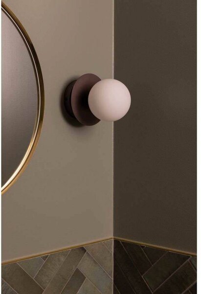 Globen Lighting Nástěnné světlo ART DECO, bronzová/bílá Ø 16 cm IP44, stmívatelný, Bronz / starožitná mosaz, Obývací pokoj / jídelna, kov, Design, Koule