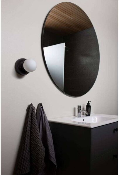 Globen Lighting Nástěnné světlo Torrano, černé, Ø 13 cm, IP44, stmívatelný, Černá, Obývací pokoj / jídelna, Kámen, Design, Koule