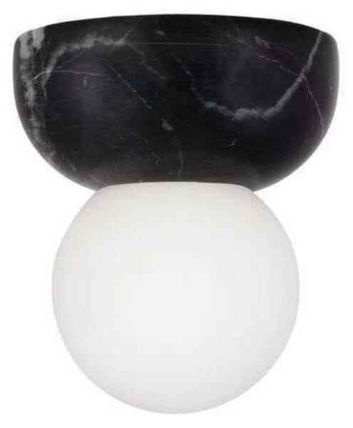 Globen Lighting Nástěnné světlo Torrano, černé, Ø 13 cm, IP44, stmívatelný, Černá, Obývací pokoj / jídelna, Kámen, Design, Koule