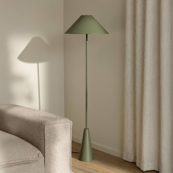 Globen Lighting stojací lampa Cannes, zelená, kov, 140 cm, Zelená, Obývací pokoj / jídelna, kov, Skandinávský