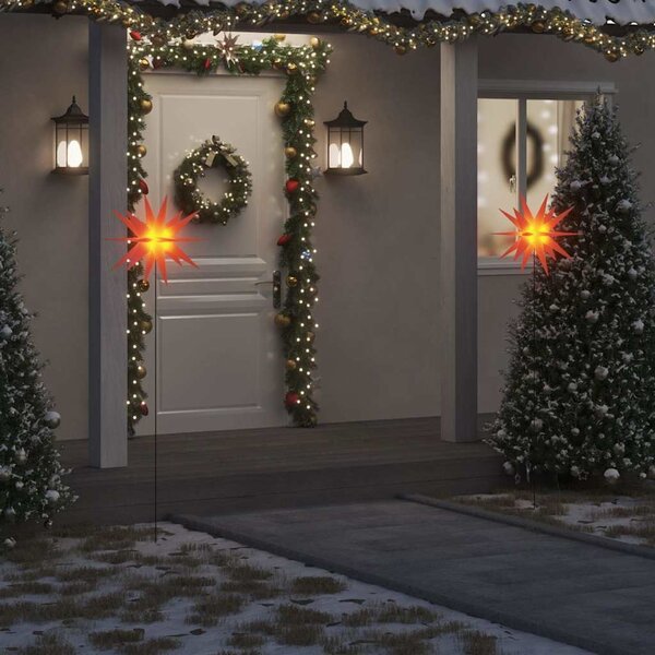 Svítící vánoční hvězdy s hroty 3 ks LED skládací červené 57 cm 3190444