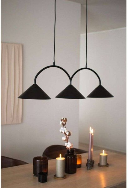 Globen Lighting závěsné světlo CURVE 3, černé, 3 žárovky, 95 cm, stmívatelný, Černá, Obývací pokoj / jídelna, kov, Vintage