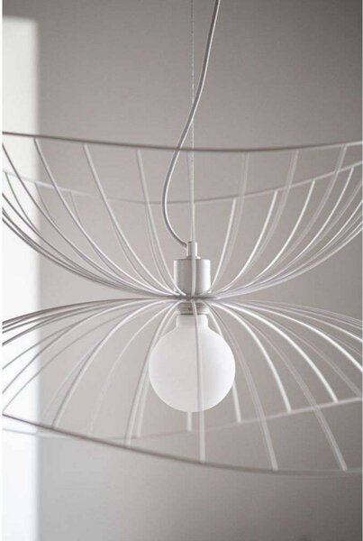 Globen Lighting Závěsné světlo RAY, bílé, Ø 70 cm, stmívatelný, Bílá / opál, Obývací pokoj / jídelna, kov, Moderní