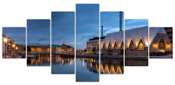 Obraz vodního kanálu - Göteborg (210x100 cm)