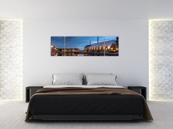 Obraz vodního kanálu - Göteborg (170x50 cm)