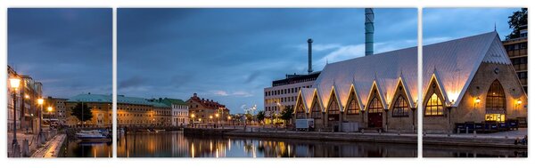 Obraz vodního kanálu - Göteborg (170x50 cm)