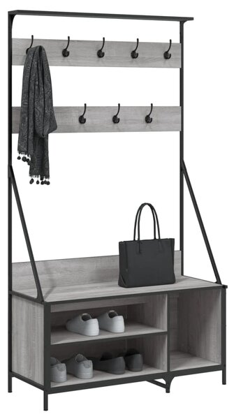 Stojan na oblečení a prostor pro obuv šedý sonoma 100x41x184 cm