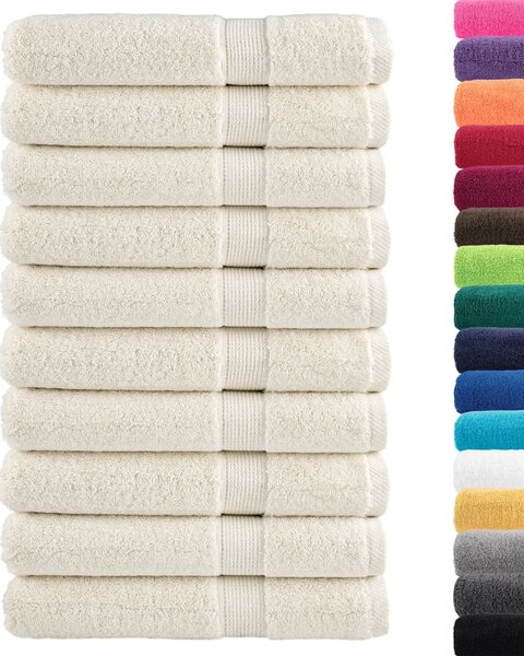 Premium ručníky SOLUND 10 ks krémové 80 x 200 cm 600 g/m²