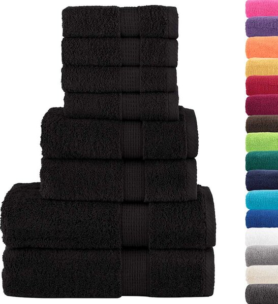 8dílná sada ručníků Premium SOLUND černá 600 g/m²
