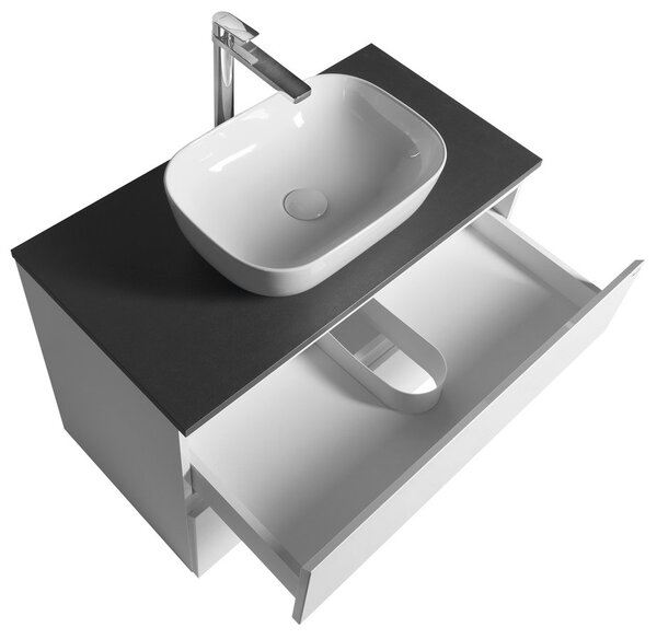 Aqualine Aqualine, ALTAIR skříňka s deskou 87,5 cm, bílá/antracit břidlice, AI290-03