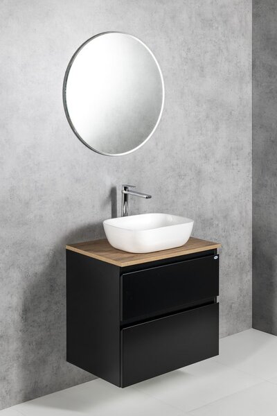 Aqualine Aqualine, ALTAIR skříňka s deskou 68 cm, černá mat/dub emporio, AI670-01