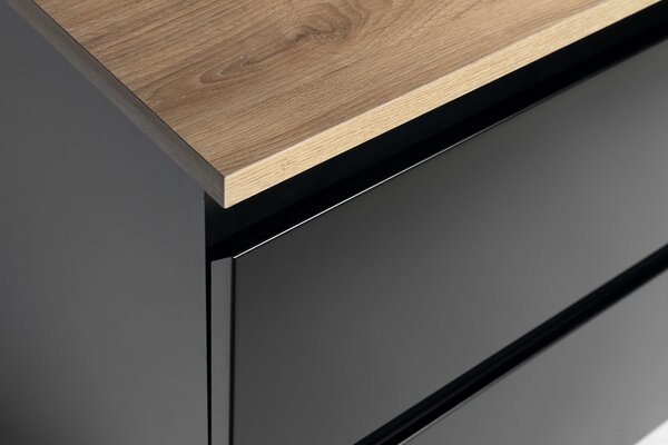 Aqualine Aqualine, ALTAIR skříňka s deskou 68 cm, černá mat/dub emporio, AI670-01
