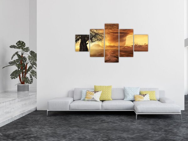 Obraz oranžových mračen (125x70 cm)