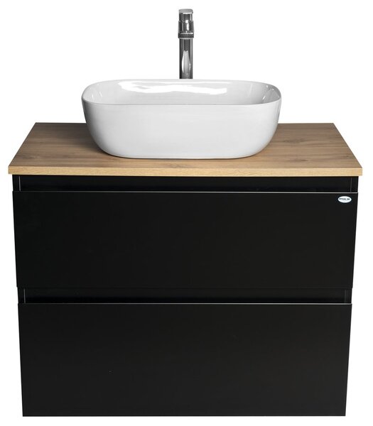 Aqualine Aqualine, ALTAIR skříňka s deskou 78,5 cm, černá mat/dub emporio, AI680-01