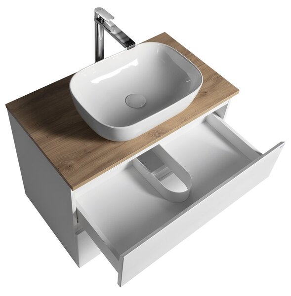Aqualine Aqualine, ALTAIR skříňka s deskou 78,5 cm, bílá/dub emporio, AI280-02