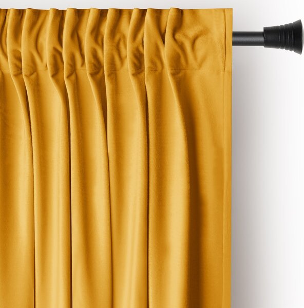 AmeliaHome Závěs Amelia Home Velvet s multifunkční páskou hořčicově žlutý, velikost 140x270