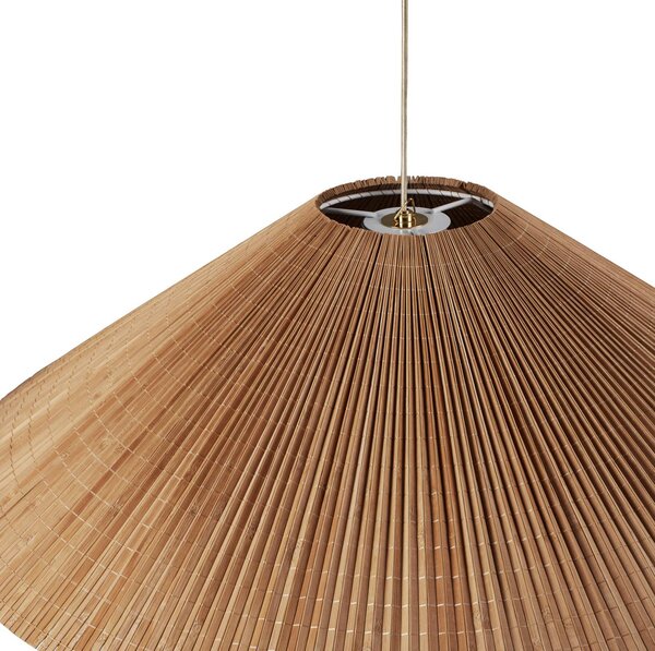 Závěsná lampa GUBI 1972, mosaz, bambusové stínidlo, Ø 93 cm