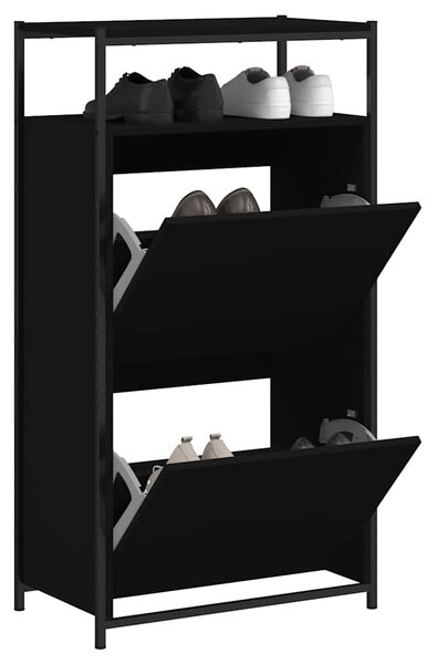Botník černý 60 x 34 x 112 cm kompozitní dřevo