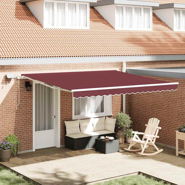 Ručně zatahovací markýza s LED burgundská 400 x 300 cm 3214974