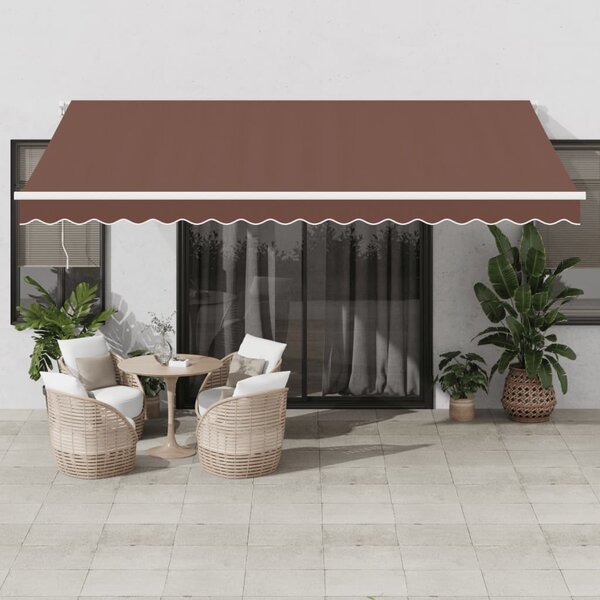 Ručně zatahovací markýza s LED hnědá 450 x 350 cm 3215392
