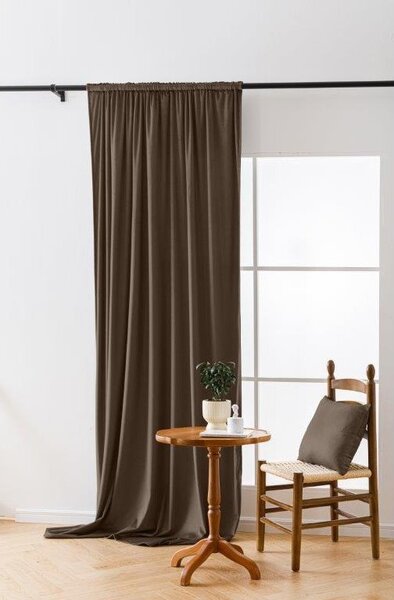 Hnědý zatemňovací závěs VELVET 140x270 cm Zavěšení: Řasící páska