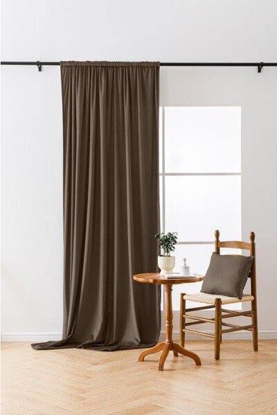 Hnědý zatemňovací závěs VELVET 140x270 cm Zavěšení: Řasící páska
