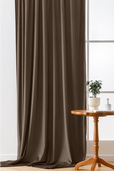 Hnědý zatemňovací závěs VELVET 140x270 cm Zavěšení: Řasící páska