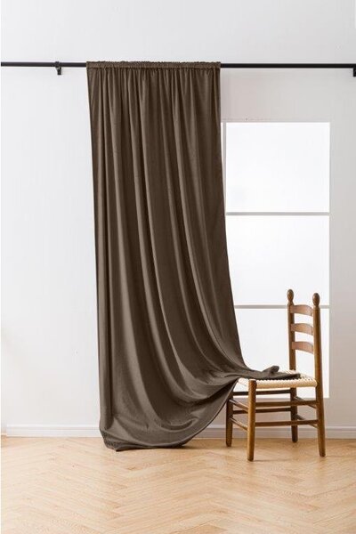 Hnědý zatemňovací závěs VELVET 140x270 cm Zavěšení: Řasící páska