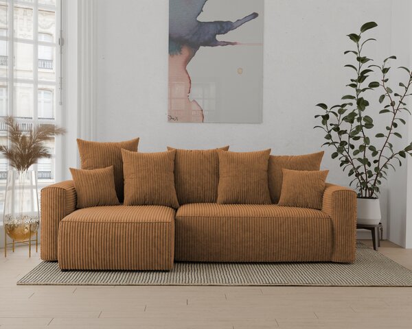 Rohová sedačka Denia (P) (hořčičná). Akce -20%