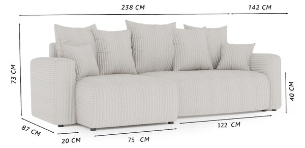 Rohová sedačka Denia (L) (tmavě modrá). Akce -20%