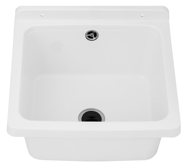 Gamma Riva, univerzální plastová výlevka 40x38x22, 8 cm + sifon, 1-komorová, bílá, GMA-KGR40-WH